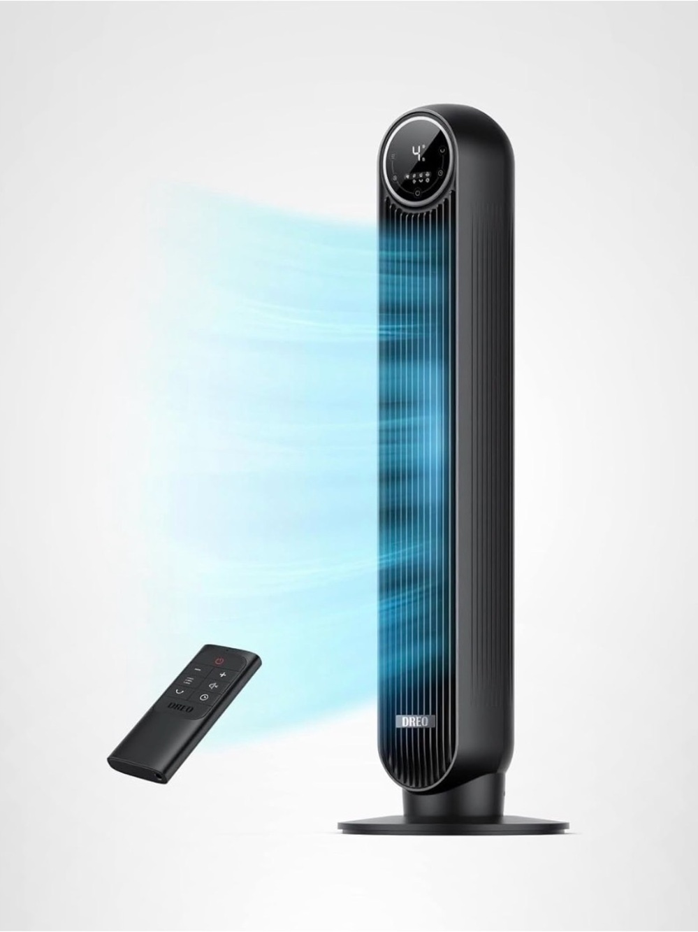 Black Tower Fan with Remote - Sleek Quiet Cooling
